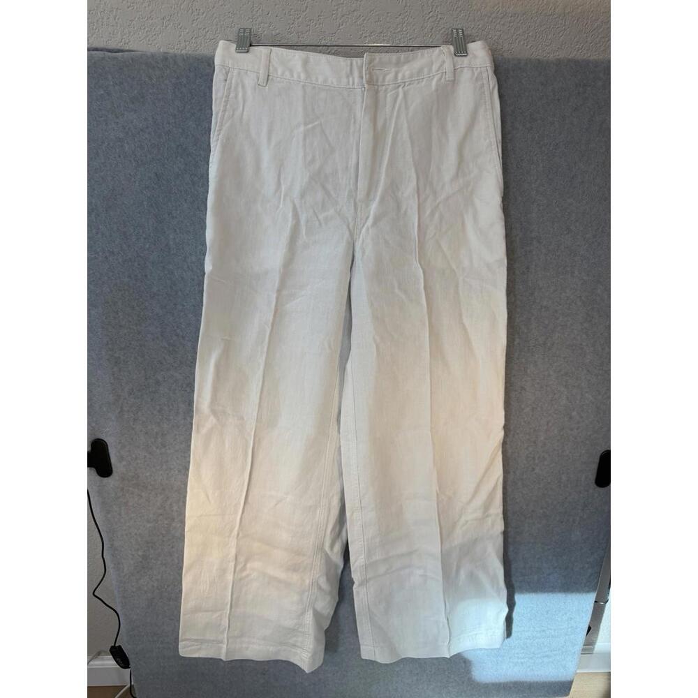 Madewell The Zoe Relaxed Wide Pant in 100% Linen White Size 4 NWT Beach Vacation